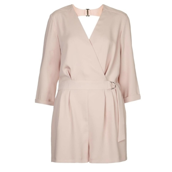 TOPSHOP Minimalist Effortless Wrap Front Romper Size 6 Pink - Picture 10 of 13
